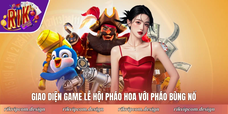 Giao diện game lễ hội pháo hoa với pháo bùng nổ